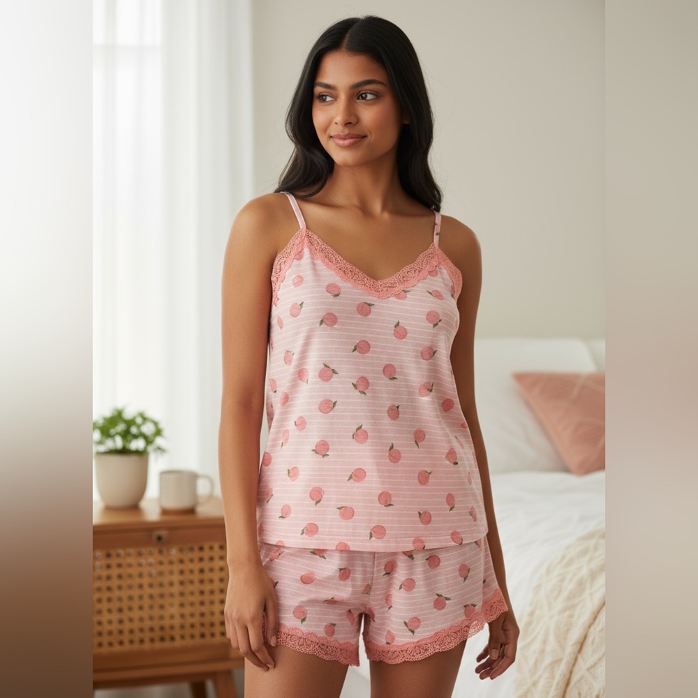 Pink Peach Print Pajama Set